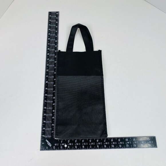 Wine Bottle Tote Carrying Bag 14"x7" Black Reusable For Single Bottle (8-pack) - Picture 2 of 4